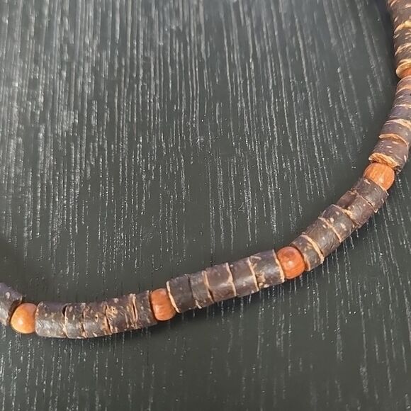 Vintage Vibe Brown Orange Necklace Beads Jeweley Choker Y2k Distressed Unisex - Picture 3 of 11